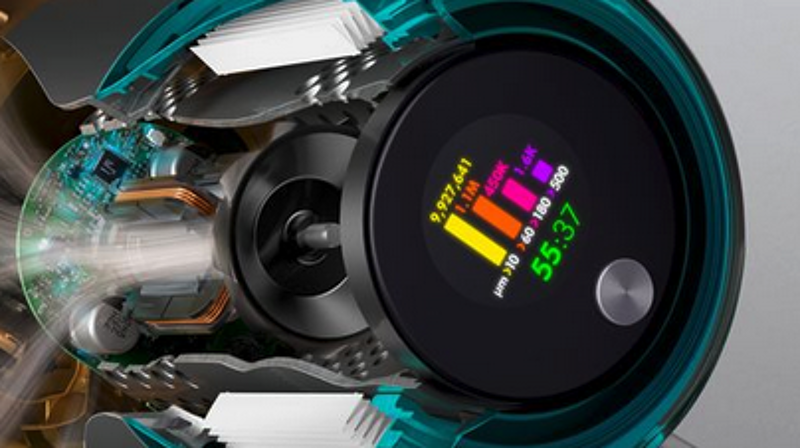 Dyson V15 Detect: Schmutzpartikelanalyse auf dem Display